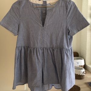 Blue and white stripe shirt